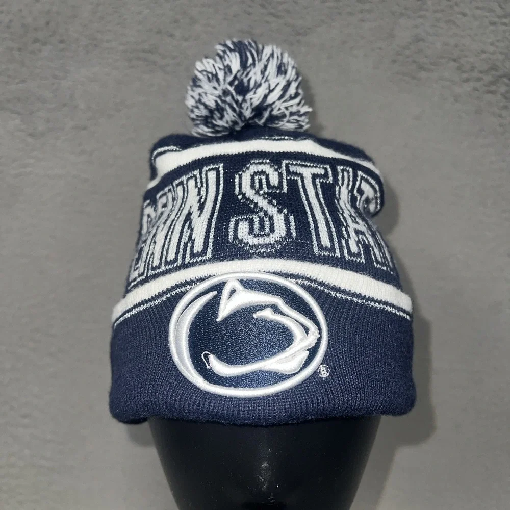 '47 Penn State Nittany Lions Bering Beanie Hat Blue Knit Cuffed Pom NCAA OSFA